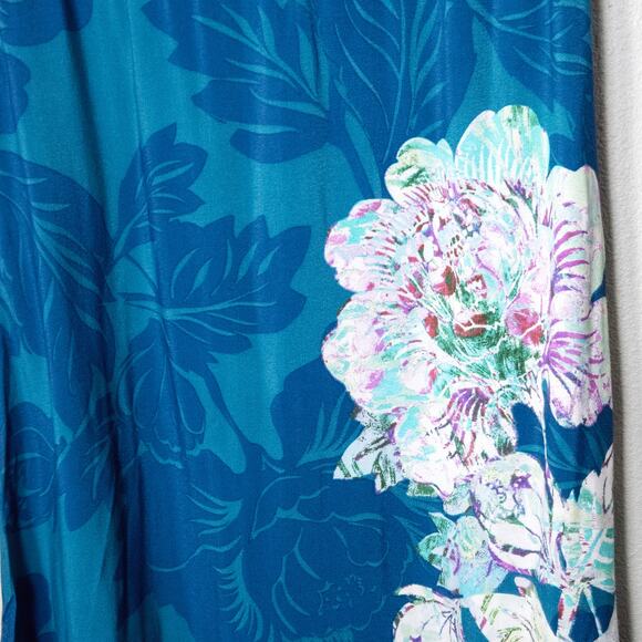 Maeve Floral Midi Dress Size 16 Teal Mod Getaway Botanical Maximalist - Picture 5 of 10